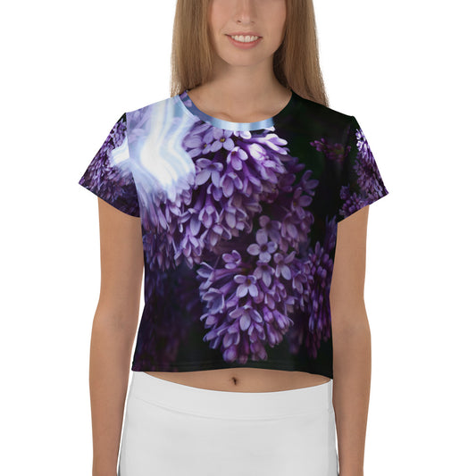 Women's Lilac All-Over Print Crop Tee